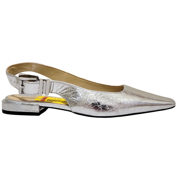 Michael Michael Kors Women Darrington Slingback Flat Sz US 7.5M Silver Metallic - Picture 3 of 5